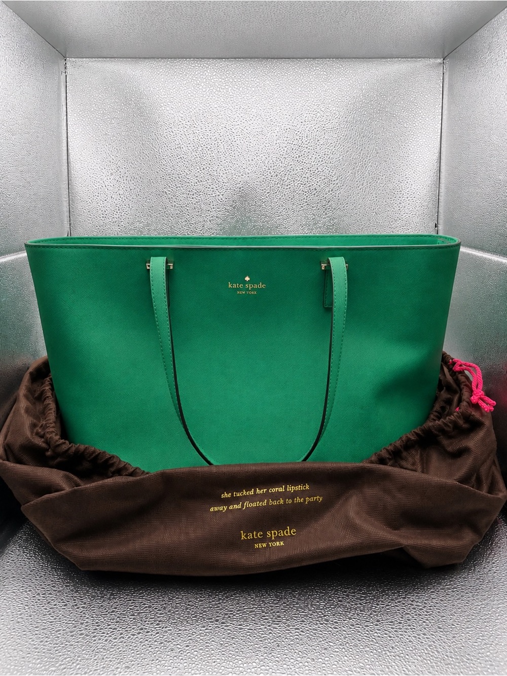 Kate Spade NY Green Structured Leather Shoulder Tote Bag - Picture 14 of 14
